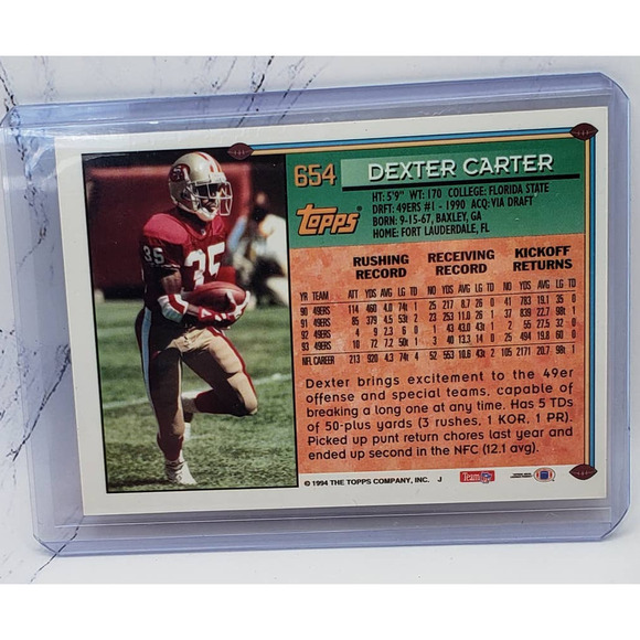 1994 Topps Special Effects Dexter Carter #654 - Picture 2 of 4